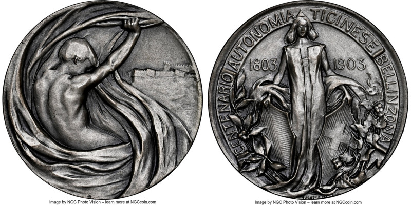 Confederation silver "Ticino - Bellinzona Autonomy Centennial" Medal 1903 MS66 N...