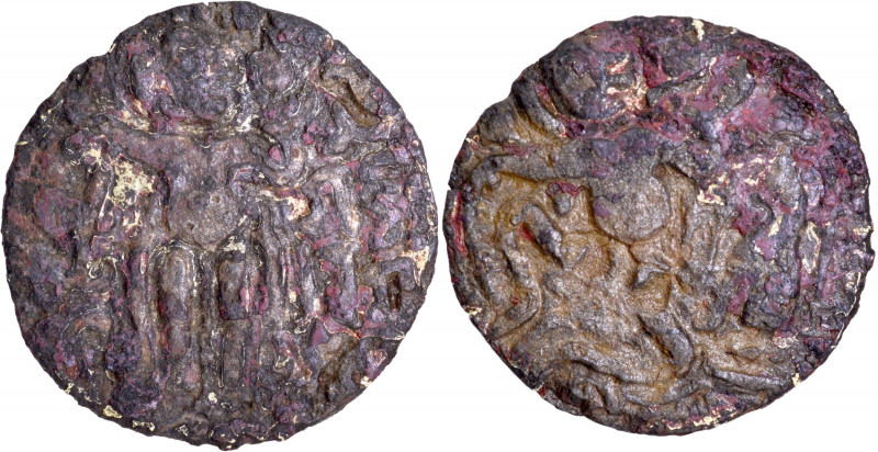 Chola Empire, Rajadhiraja I (1018-1054 CE), Copper Kahavanu, 'Ceylon Man' type, ...