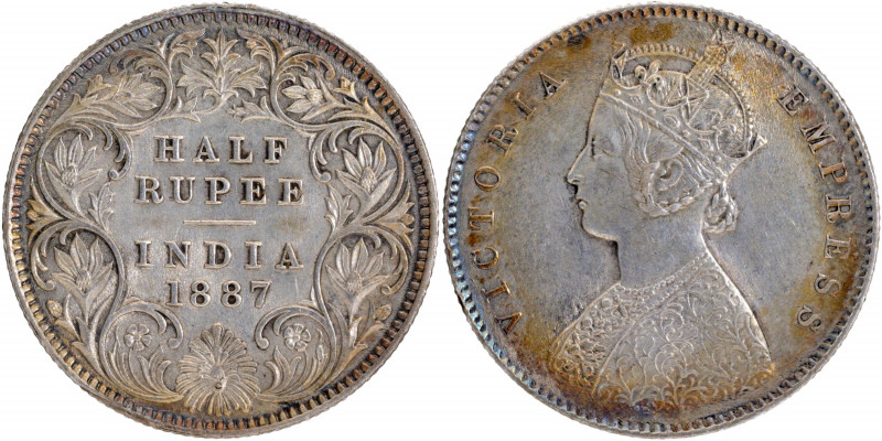 1887, Victoria Empress, Silver ½ Rupee, Calcutta Mint, A/I/C incused, (PR # 271/...