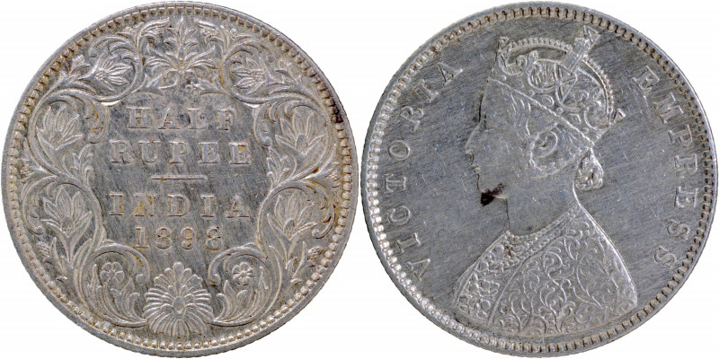 1898, Victoria Empress, Silver ½ Rupee, Bombay Mint, A/I/B incused inverted, (PR...