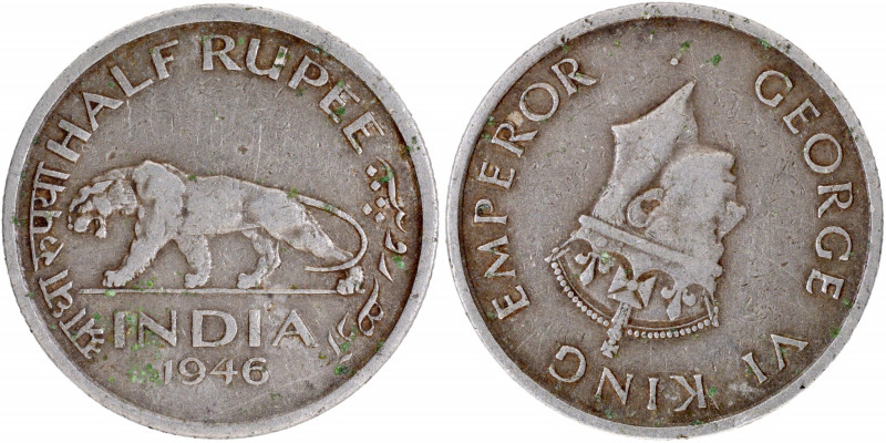 1946, King George VI, Nickel ½ Rupee, Bombay Mint, Inverted Die Axis (6 'o clock...