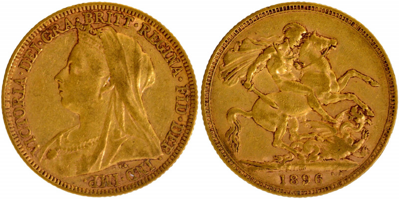 United Kingdom, Victoria Queen (1837-1901), Gold Sovereign, 1896, Melbourne Mint...