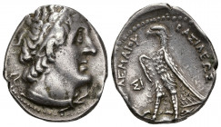 GRECIA ANTIGUA. EGIPTO. Ptolomeo III. Tetradracma. A/ Cabeza diademada a der. con égida. R/ Águila a izq., detrás palma, delante SI. AR 14,23 g. 27,6 ...