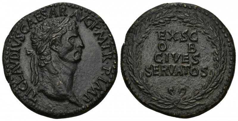 IMPERIO ROMANO. CLAUDIO I. Sestercio. Roma (41-50 d.C.). A/ Cabeza laureada a de...