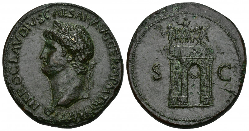 IMPERIO ROMANO. NERÓN. Sestercio. Roma (62-68 d.C.). A/ Cabeza laureada a izq.; ...