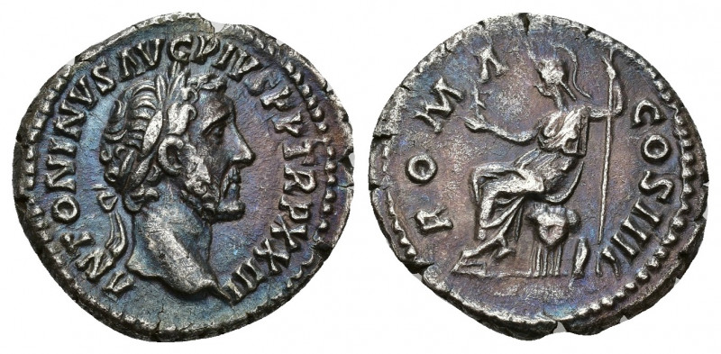 IMPERIO ROMANO. ANTONINO PÍO. Denario. Roma (159-160). A/ Cabeza laureada a der....