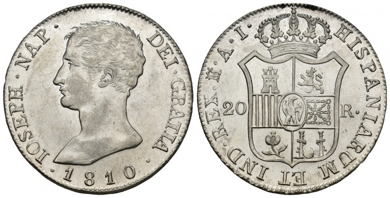 JOSÉ I BONAPARTE. 20 reales. 1810. Madrid. AI. AR 27,32 g. 39,4 mm. VI-31. SC.