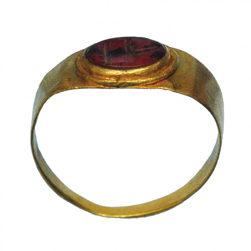 ARQUEOLOGÍA. ROMA. Imperio Romano. Anillo con entalle con altar y palma (siglos ...