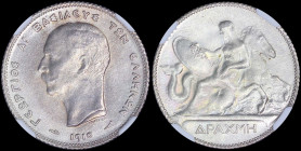 GREECE: 1 Drachma (1910) (type II) in silver (0,835) with mature head (different type) of King George I facing left and inscription "ΓΕΩΡΓΙΟΣ Α! ΒΑΣΙΛ...