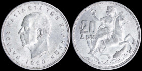 GREECE: Lot composed of 10x 20 Drachmas (1960) in silver (0,835) with head of King Paul facing left and inscription "ΠΑΥΛΟΣ ΒΑΣΙΛΕΥΣ ΤΩΝ ΕΛΛΗΝΩΝ". God...