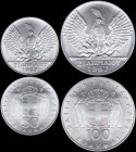 GREECE: Lot of 2 coins composed of 50 Drachmas (1970) & 100 Drachmas (1970) (type I) in silver (0,900) commemorating the April 21st 1967 with phoenix ...