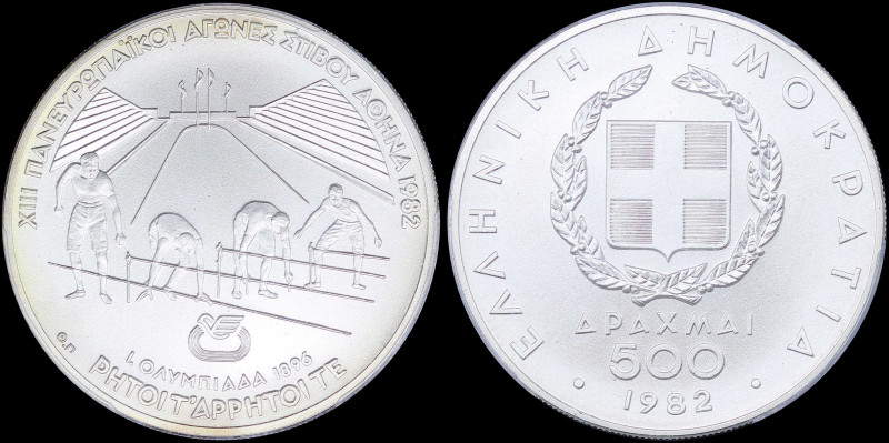 GREECE: 500 Drachmas (1982) in silver (0,900) commemorating the XIII Pan-Europea...