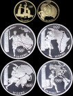 GREECE: Complete set (2004) of 6 coins composed of 4x 10 Euro in silver (0,925) & 2x 100 Euro in gold (0,999) commemorating the Olympic Torch Relay. W...
