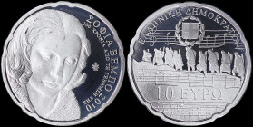GREECE: 10 Euro (2010) in silver (0,925) commemorating the 100 years since the birth of Sofia Vempo with her portrait and the inscription "ΣΟΦΙΑ ΒΕΜΠΟ...