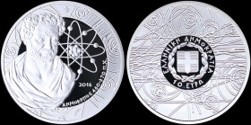 GREECE: 10 Euro (2016) in silver (0,925) commemorating the Greek Culture / Philosophers - Demokritos. Inside its official case with CoA and no "0159"....