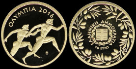 GREECE: 50 Euro (2016) in gold (0,999) commemorating Cultural Heritage / Olympia. Inside its official wooden case with CoA and no "1459". (Hellas CE.7...