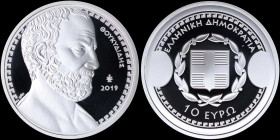 GREECE: 10 Euro (2019) in silver (0,925) commemorating the Greek Culture / Historian Thucydides. Inside its official case with CoA and no "0503". (Hel...