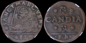 GREECE: ITALIAN STATES / VENICE (CRETE): 2 Soldi (=1 Gazzetta) (1653-1669) in copper with the lion of St Mark with the inscription "SANCT MARC VEN". T...