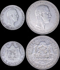 GREECE: Lot of 2 coins composed of 2 Drachmas (1901) in silver (0,835) & 5 Drachmas (1901) in silver (0,900) with head of Prince George facing right a...