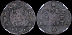 GREECE: ITALIAN STATES / VENICE (ISOLE & ARMATA): 2 Soldi (1686) in copper with the lion of St Mark and the inscription "S.MARC.VEN". The inscription ...