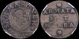 GREECE: ITALIAN STATES / VENICE (ARMATA & MOREA): 2 Soldi (1688) in copper with the lion of St Mark and the inscription "SAN.MARC.VEN" between stars. ...