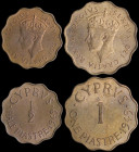 CYPRUS: Lot of 2 coins composed of 1/2 Piastre & 1 Piastre (1949) in bronze with head of King George VI facing left. Denomination and date on reverse....
