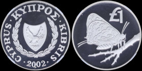 CYPRUS: 1 Pound (2002) in silver (0,925) with national Arms. Butterfly on branch on reverse. Inside slab by NGC "PF 69 ULTRA CAMEO / BUTTERFLY". Cert ...