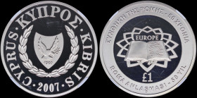 CYPRUS: 1 Pound (2007) in copper-nickel commemorating the 50th Anniversary of Treaty of Rome with coat of arms. Design shows the Treaty of Rome on rev...
