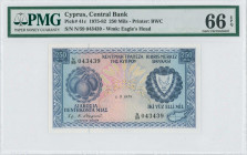 CYPRUS: 250 Mils (1.5.1978) in blue on multicolor unpt with fruits at left and arms at right. S/N: "N/59 043439". WMK: Eagle head. Printed by (BWC). I...