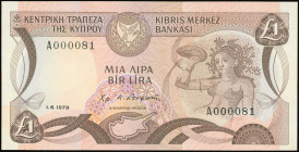 CYPRUS: Lot composed of 18x 1 Pound (1.6.1979) in dark brown and brown on multicolor unpt with mosaic of Nymph Acme at right and arms at top left cent...