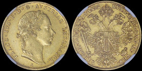 AUSTRIA: 1 Ducat (1853 A) in gold (0,986) with laureate head of Franz Joseph I facing right. Crowned imperial double-headed eagle on reverse. Inside s...