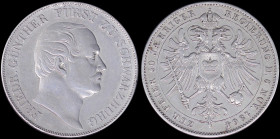 GERMAN STATES / SCHWARZBURG-RUDOLSTADT: 1 Thaler (1864) in silver (0,900) commemorating the 50th Anniversary of Reign with head of Friedrich Gunther f...