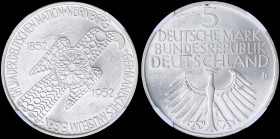 GERMANY / FEDERAL REPUBLIC: 5 Mark (1952 D) in silver (0,625) commemorating the 100th Anniversary of Nurnberg Museum with eagle below legend. East-Got...