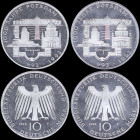 GERMANY / FEDERAL REPUBLIC: Lot composed of 2x 10 Mark (1993 F) in silver (0,625) commemorating the 1000th anniversary of Potsdam. (KM 180). Uncircula...