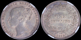 GREAT BRITAIN: 1 Shilling (1859) in silver (0,925) with head of Queen Victoria facing left. Crown above denomination within wreath on reverse. Inside ...