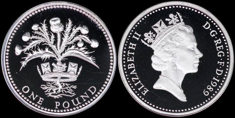 GREAT BRITAIN: Proof piedfort coin of 1 Pound (1989) in silver (0,925) (similar ...