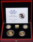 GREAT BRITAIN: Official set of 4 coins composed of 1/2 Sovereign, 1 Sovereign, 2 Pounds & 5 Pounds (1996) in gold (0,917) with young bust of Queen Eli...