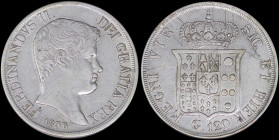 ITALIAN STATES / NAPLES: 120 Grana (1836) in silver (0,833) with young head of Ferdinando II facing right. Crowned shield of 6-fold Arms with central ...