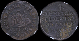 ITALIAN STATES / VENICE (CYPRUS): Besant (1570) in copper with winged lion of St Mark in centre and date below with inscription "PRO REGNI CYPRI PRESS...