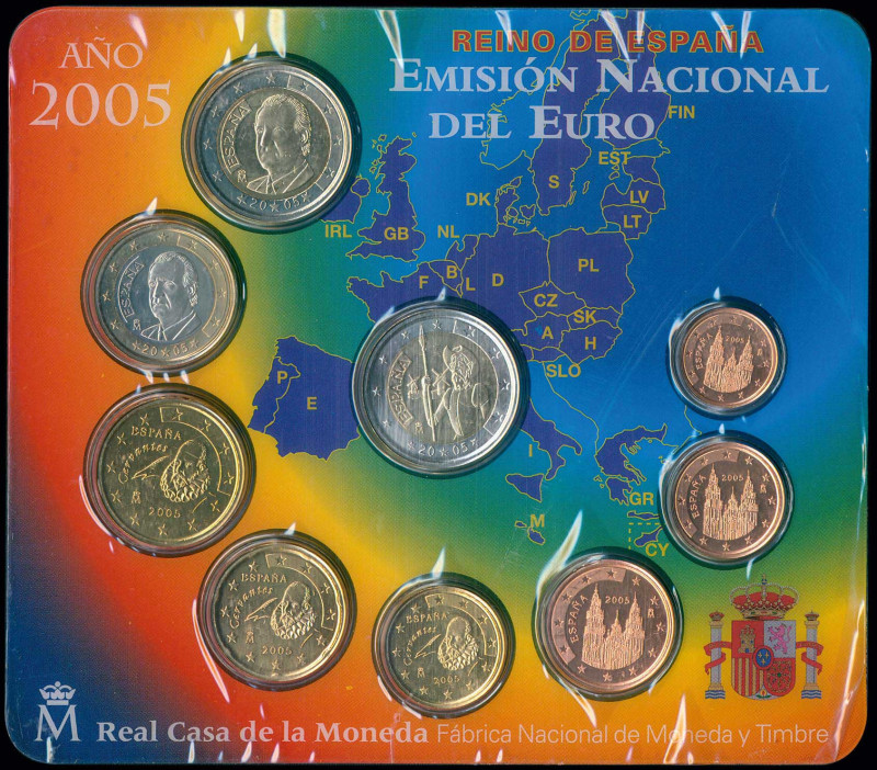 SPAIN: Euro coin set (2005) composed of 1, 2, 5, 10, 20 & 50 Cent and 1 & 2 Euro...