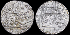 INDIA / PRINCELY STATES - NARWAR: 1 Rupee (AH1205//33) in silver with inscription "Shah Alam". Lotus bud and quatrefoil on reverse. (KM 20). Extra Fin...