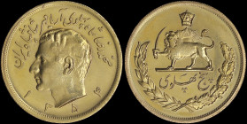 IRAN: 5 Pahlavi [SH1354 (1975)] in gold (0,900) with head of Muhammad Reza Pahlavi Shah facing left, legend above, date below and "Aryamehr" added to ...