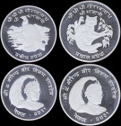 NEPAL: Lot of 2 coins composed of 25 Rupee & 50 Rupee (VS2031 / 1974) in silver (0,925) with bust of Birendra Bir Bikram facing right. Inside capsules...