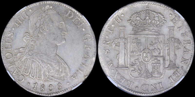 MEXICO: 8 Reales (1808Mo TH) in silver (0,896) with armored bust of Charles IIII...