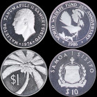 SAMOA: Lot of 2 silver (0,925) coins composed of 1 Tala (1974) & 10 Tala (1986). (KM 19a+72). Proof.