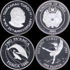 TONGA: Lot of 2 silver (0,925) coins composed of 2 Paanga (1986) & 1 Paanga (1991). (KM 121+140). Proof.