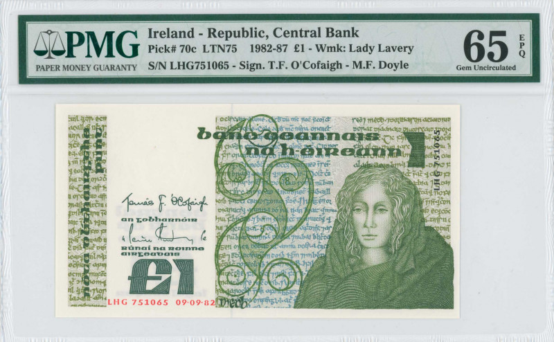IRELAND / REPUBLIC: 1 Pound (9.9.1982) in dark olive-green and green on multicol...