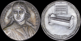 FRANCE: Silver medal for the celebration of the bicentenary 1769-1969 since Napoleon Birth. Bust of Napoleon I on obverse. A cradle at center on rever...