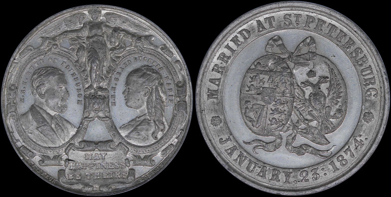 GREAT BRITAIN: Commemorative medal in white metal (1874) for the marriage of Mar...