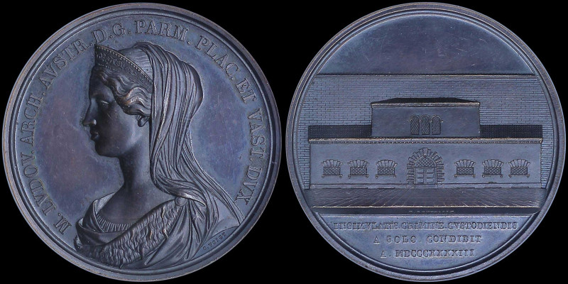 ITALY: Bronze commemorative medal for the construction of the prison in Parma (1...